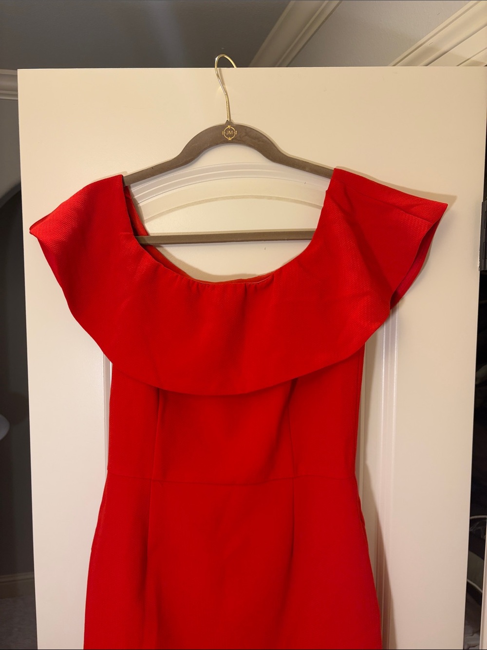 Esley Red Off-Shoulder Ruffle Mini Dress - Picture 2 of 4